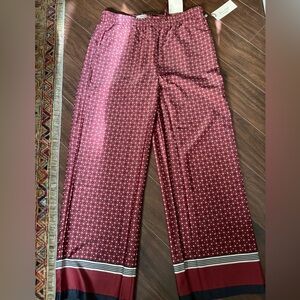 Stylish Red Patterned Satin Pants